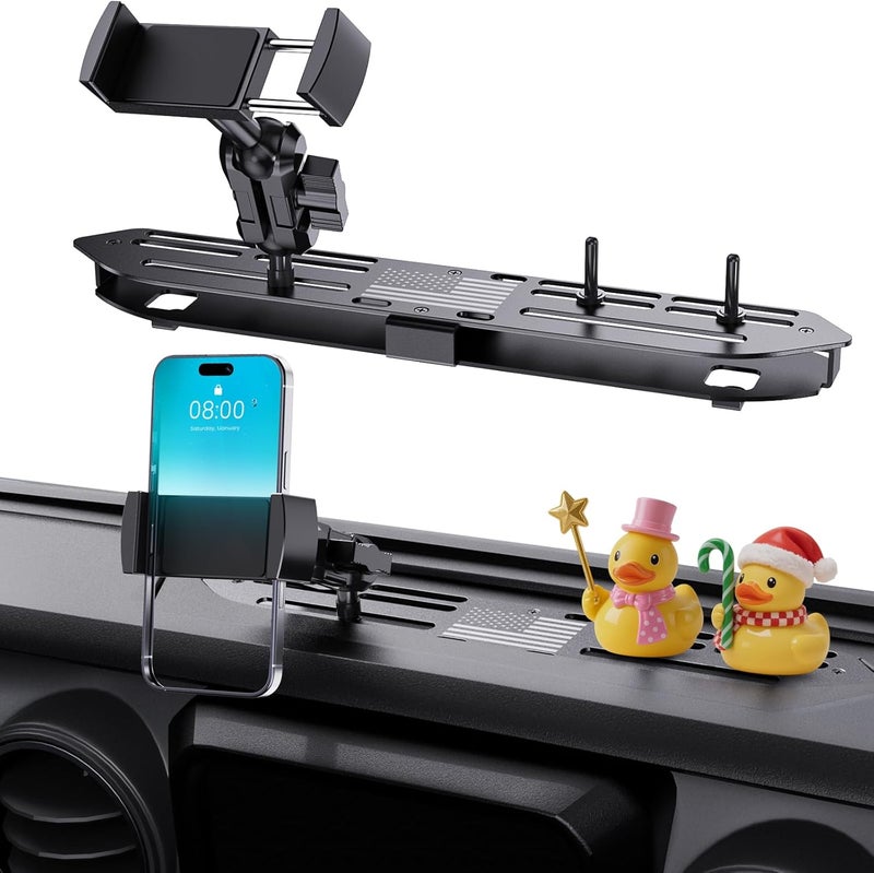 DIAMOOKY Upgraded Metal Phone Mount for Jeep Wrangler JL JLU 2018-2023 & Gladiator JT 2020 2021 2022 2023 Accessories, Dash Phone Holder with Duck Mounts System Kit (Not for 4xe & 2024+) - Image 1